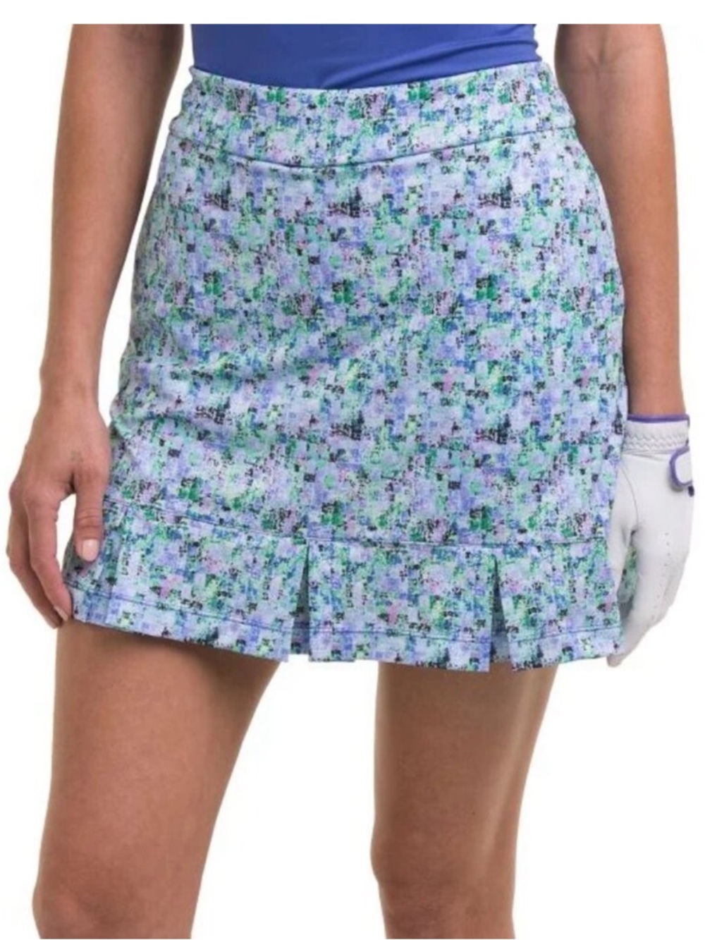 💙EP Pro Skirts Blue Green Geometric Pixel Print Golf Sport Pleated Hem Skort S💙